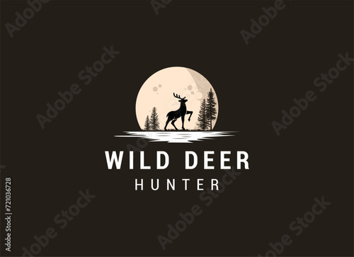 Wild deer logo design. Silhouette of deer logo © Alvins Creative
