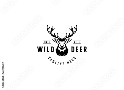 Deer Head Logo Design. Deer Logo Vector illustration. Deer hunter logo