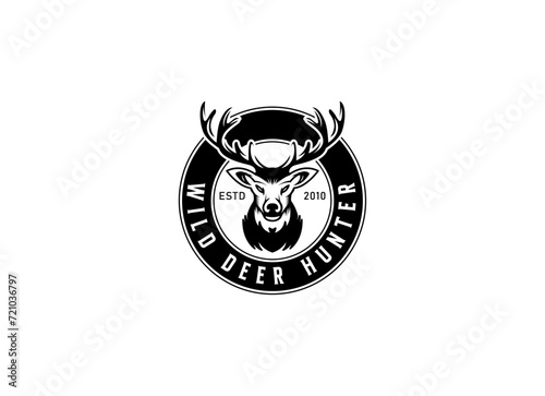 Deer Head Logo Design. Deer Logo Vector illustration. Deer hunter logo