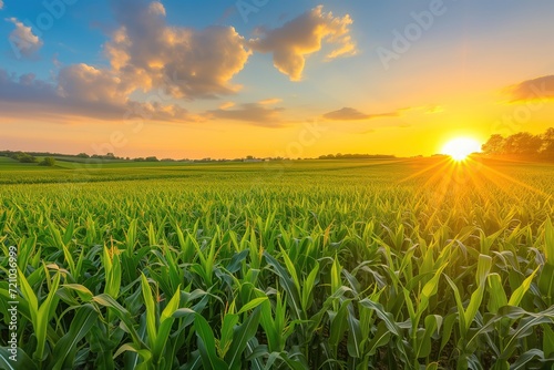 corn field at sunset. generative ai © ittipol