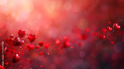 Valentines day background with red hearts, copy space. generative ai © Saleem