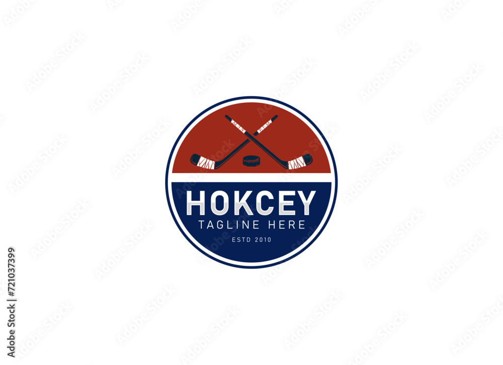 Hockey logo template. Hockey emblem shield. Hockey logos vector isolated