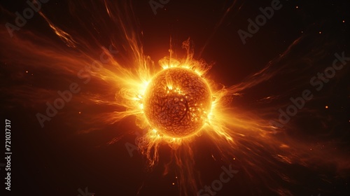 Sun in Space. Celestial  Cosmic  Solar  Star  Astronomy  Universe  Glowing  Radiant  Sunlight 