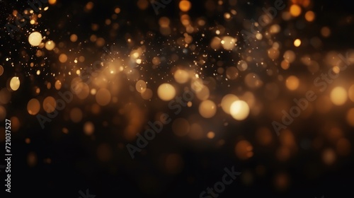 Golden Abstract Bokeh on Black Background: Holiday Concept AI Generated