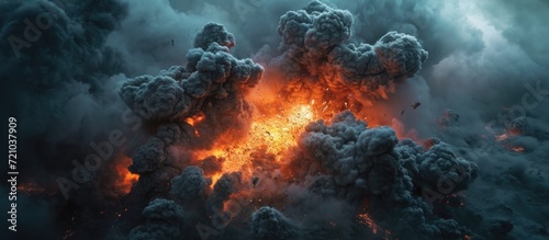 Explosive eruption with fire and smoke. © 2rogan