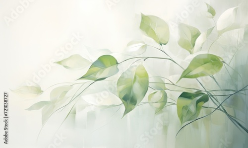 Elegant abstract background with green leaves. Illustration. Generative AI