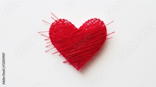 Red heart on a white background. 3d rendering  3d illustration. Generative AI