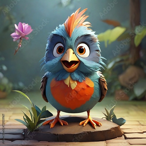 3d bird illustration, Generated AI