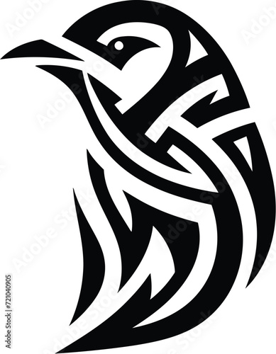 modern tribal tattoo pinguin, abstract line art of animals, minimalist contour. Vector 