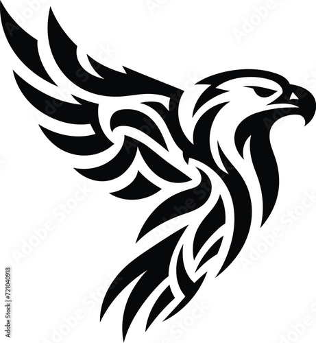 modern tribal tattoo eagle, abstract line art of animals, minimalist contour. Vector 