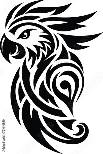 modern tribal tattoo parrot, abstract line art of animals, minimalist contour. Vector 
