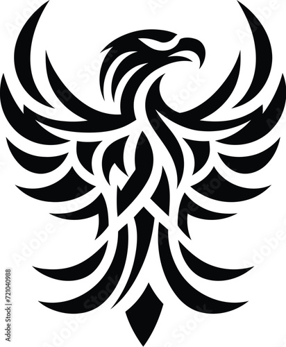 modern tribal tattoo eagle, abstract line art of animals, minimalist contour. Vector 