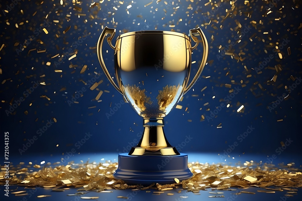 gold trophy cup with blue background gold trophy cup with blue background