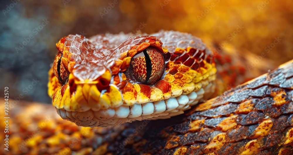 Fototapeta premium Ai Generated A close up shot of the venomous Russell's viper,