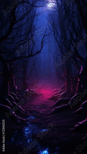 Dark Cinematic Haunted Forest Background Generative AI