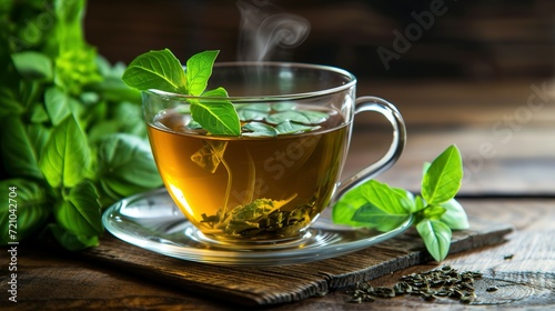 Fresh organic green herb leaves tea © Jennifer