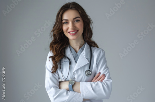 a female doctor standing and smiling