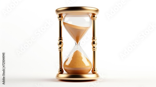 Hourglass isolated on white background. 3d render. Sand clock. Generative AI