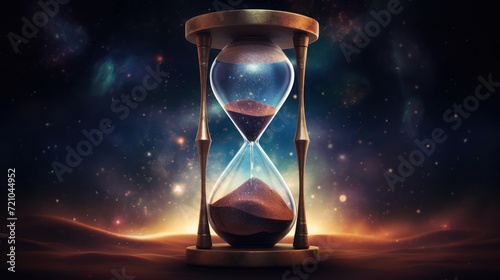 Hourglass on abstract background. Time concept. 3D Rendering Generative AI