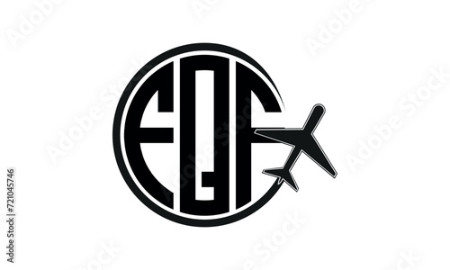 FQF three initial letter circle tour & travel agency logo design vector template. hajj Umrah agency, abstract, wordmark, business, monogram, minimalist, brand, company, flat, tourism agency, tourist