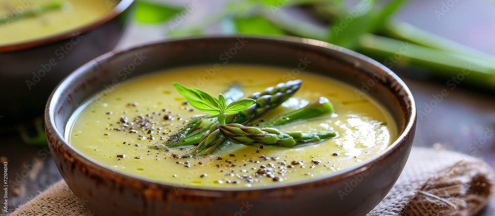 Delicious Fresh Asparagus Soup Served in a Bowl: A Fresh Twist on a Classic Dish Delicious Fresh Asparagus Soup Served in a Bowl: A Fresh Twist on a Classic Dish
