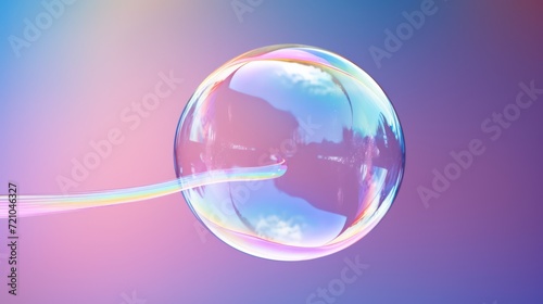 3d illustration of a soap bubble on a gradient background. 3d rendering Generative AI