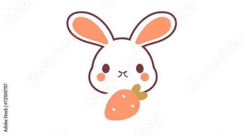 Playful Peach Bunny Logo in Kawaii Minimalist Flat Style AI Generated