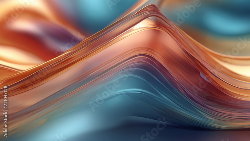 abstract colorful background with waves. Gradient multilayer glass background, 3d rendering. photo