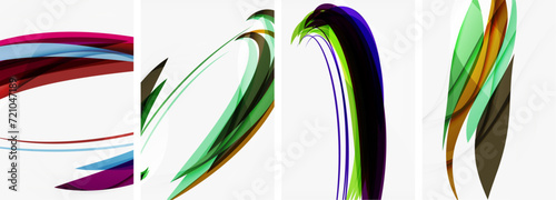 Colorful wave lines poster set for wallpaper, business card, cover, poster, banner, brochure, header, website © antishock