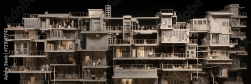 Greyscale Compacted Cardboard Architecture in Kowloon City AI Generated