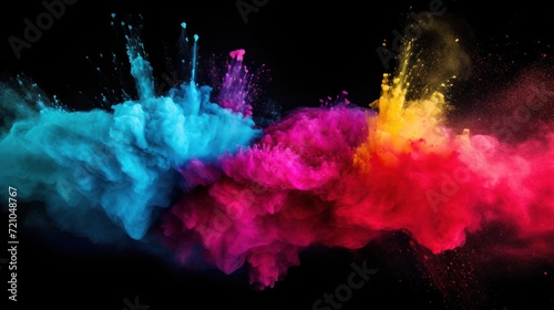 Colorful Powder Explosion on Black Background AI Generated