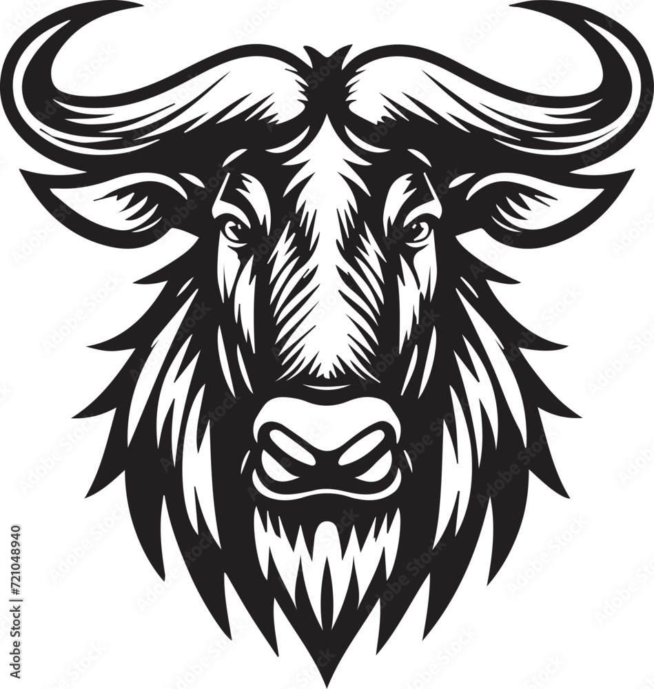 Wildebeest Face Vector Design 