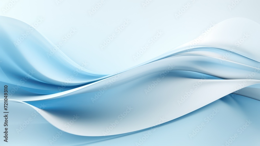 Abstract blue background with smooth wavy lines. 3d render illustration Generative AI