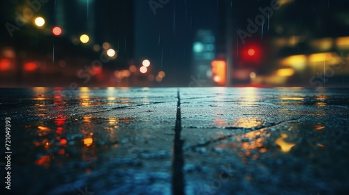 Rainy night in the city. Defocused background. Shallow depth of field. Generative AI © Alex