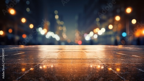 City street at night with bokeh lights. 3d rendering Generative AI