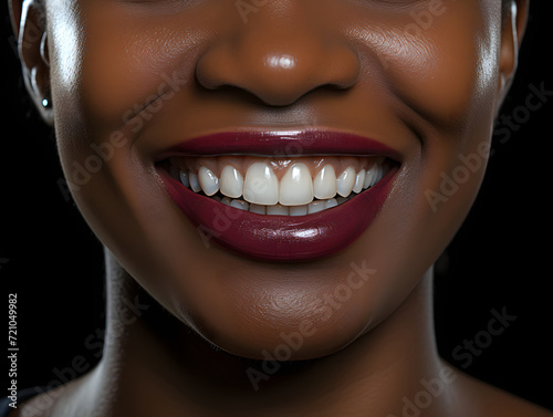 Close up of Smiling Young African Women with Healthy White Teeth. For Healthcare, Veneers, and Dental Advertisements © Resdika
