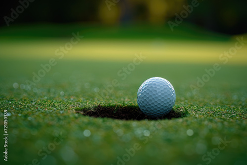 close view of a Golf Ball near hole