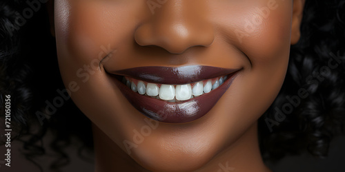 Close up of Smiling Young African Women with Healthy White Teeth. For Healthcare, Veneers, and Dental Advertisements