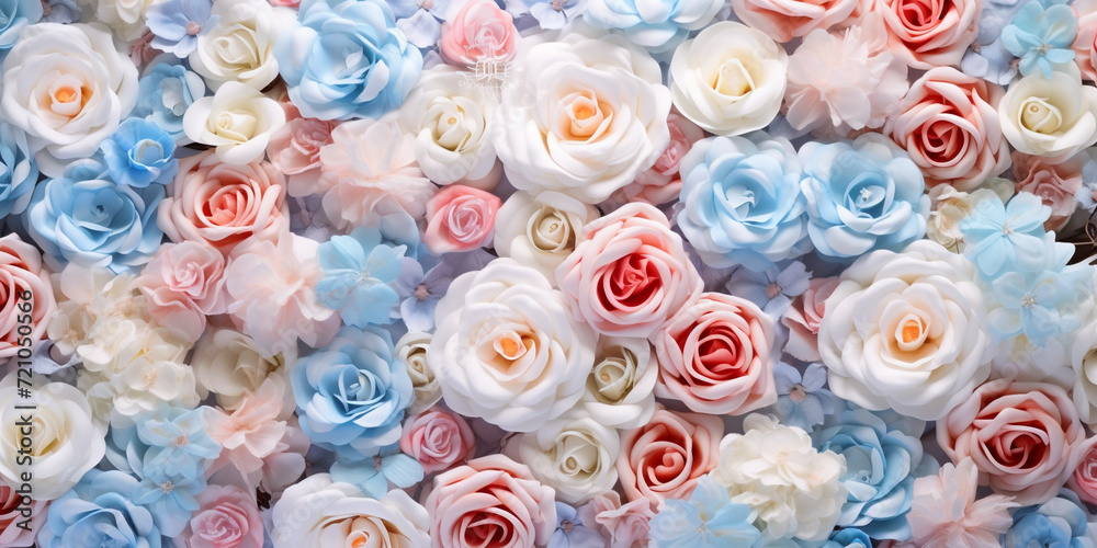 Blue pink and white  rose combination.