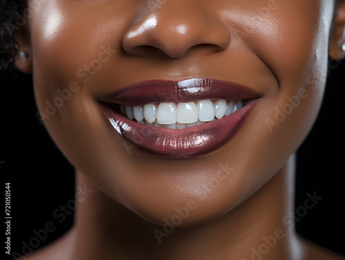 Close up of Smiling Young African Women with Healthy White Teeth. For Healthcare  Veneers  and Dental Advertisements