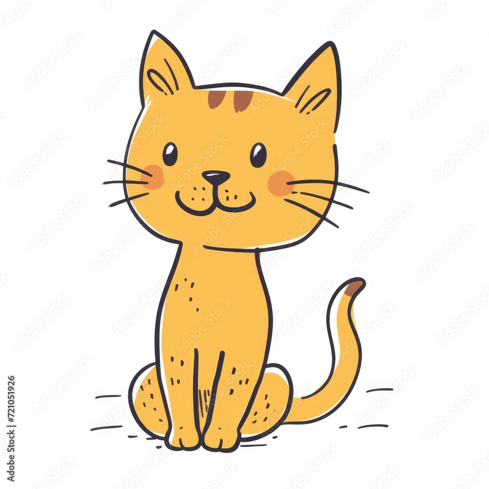 Happy Orange Tabby Kitten, Cartoon Illustration Happy Orange Tabby Kitten, Cartoon Illustration