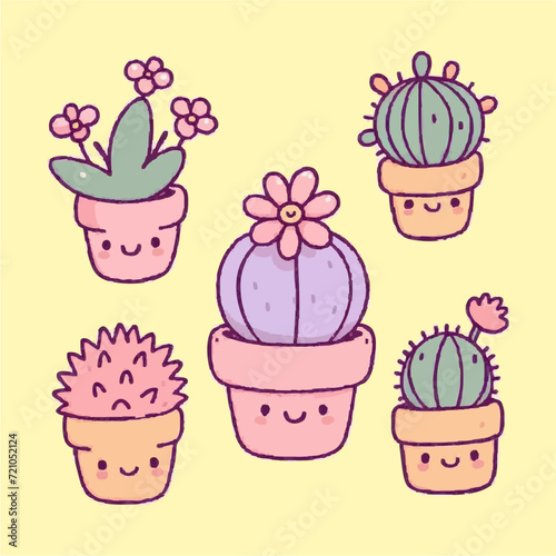 Vector illustration of cute plants
