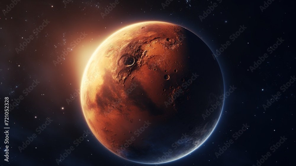 Mars Planet in Space. Celestial, Cosmic, Solar System, Astronomy, Universe, Galactic, Planetary
