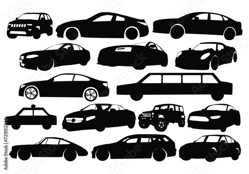 car silhouettes set - vector illustration.