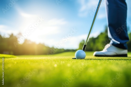 Man Swinging Golf Club on Blue Day Poster AI Generated