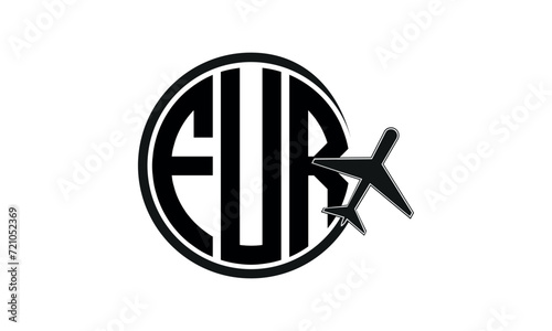 FUR three initial letter circle tour & travel agency logo design vector template. hajj Umrah agency, abstract, wordmark, business, monogram, minimalist, brand, company, flat, tourism agency, tourist