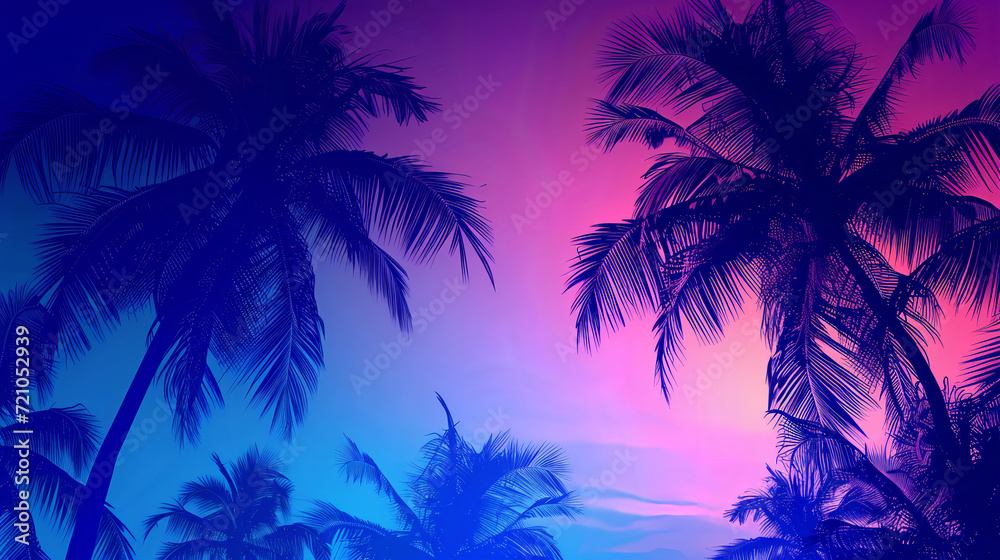 blue and purple coconut tree vector