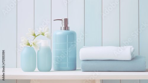 Elegant Bathroom Accessories Set with Fresh Flowers and Soft Towels  Perfect for Spa and Wellness Themes