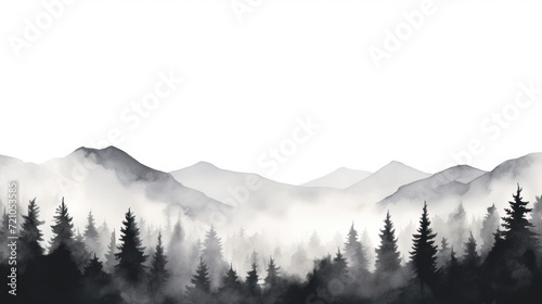Minimalist Monochrome Landscapes  Foggy Black Forest Design for Poster  Calendar  Wallpaper  Card  Postcard  Mural AI Generated