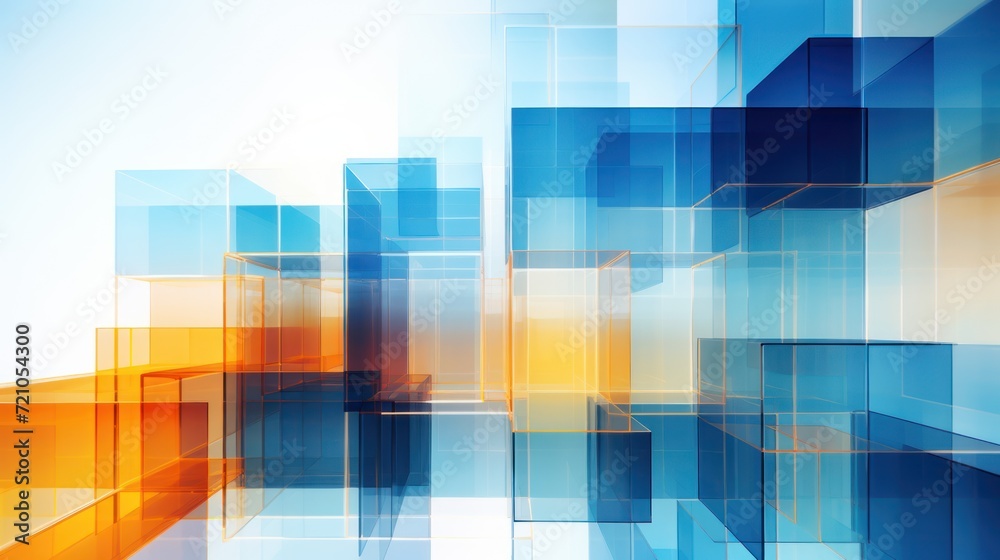 Abstract architectural background with glass cubes. illustration. Eps 10. Generative AI